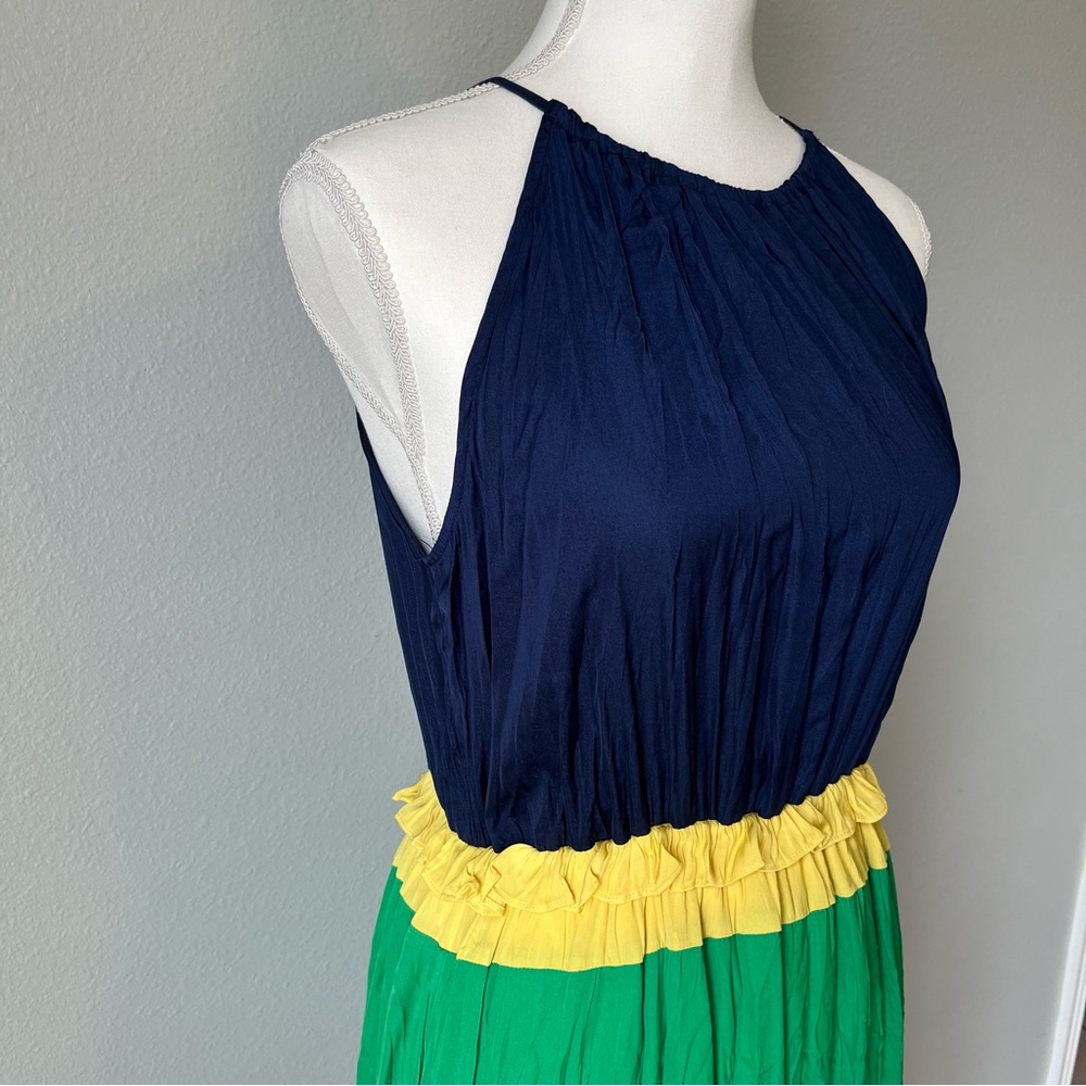 Gibson Latimer Tiered Colorblock Crinkle Midi Dre… - image 4